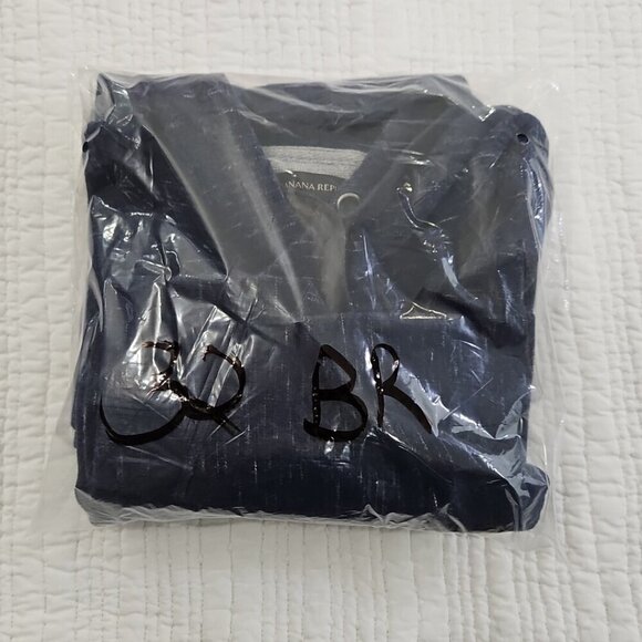 Banana Republic Waffle Hoodie Men's M Navy Blue Long Sleeve Drawstring EUC LN - Picture 13 of 13